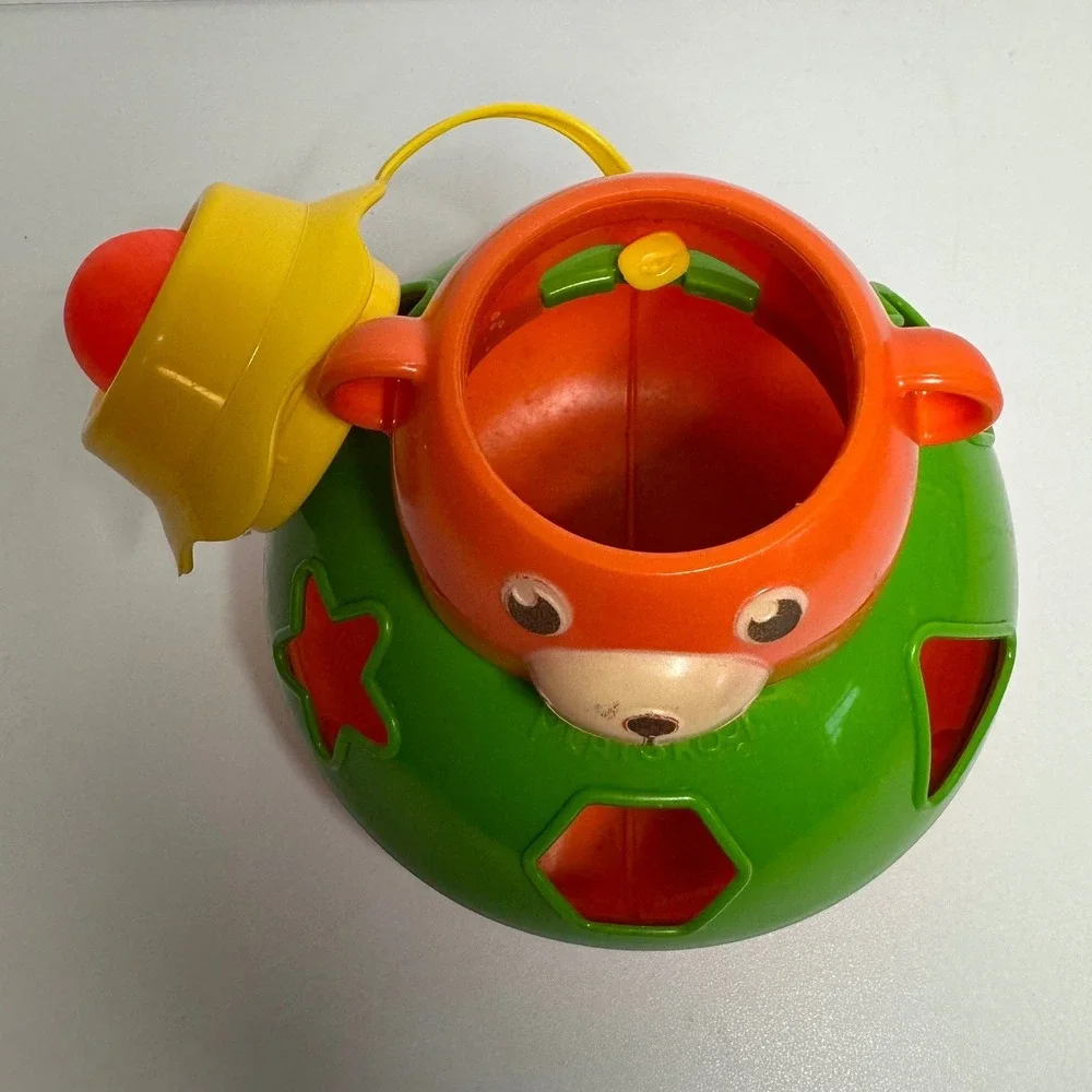 Vintage Playskool Bear Shape Sorter Wobble Toy Roly Poly 4‎ Shapes Squeaks